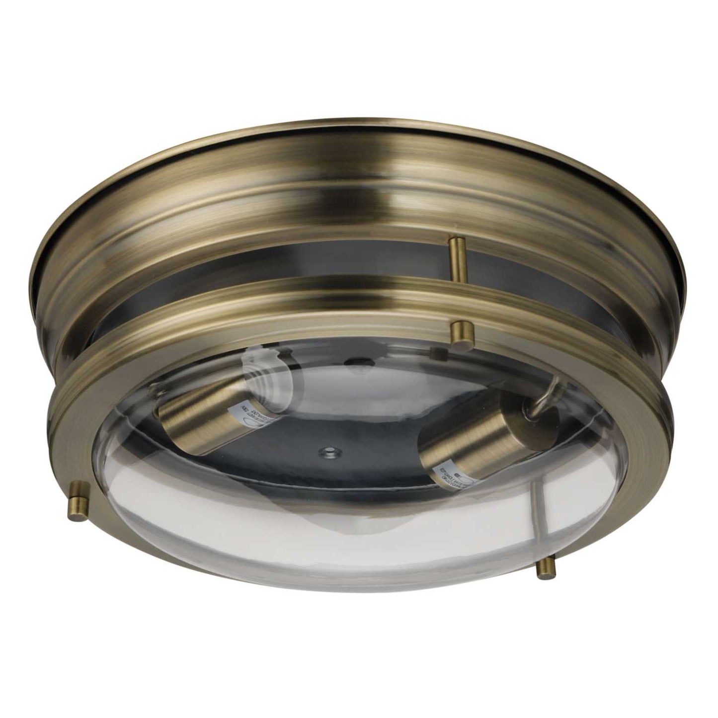 Searchlight Glasgow 2 Light Flush Bathroom Fitting Antique Brass