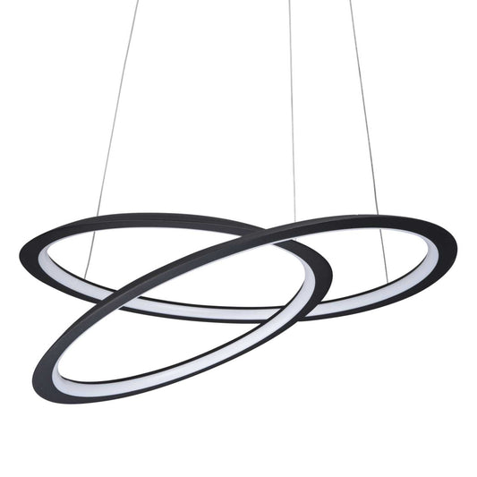 Searchlight Swirl II LED Pendant Ceiling Light Sand Black / Opal 3000K