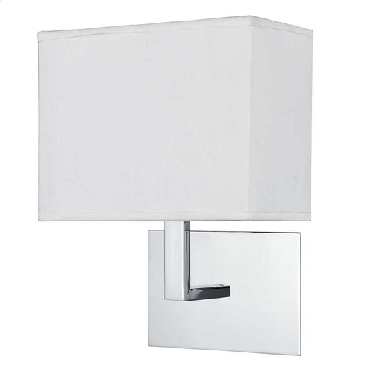 Searchlight Single Wall Light Polished Chrome with White Fabric Shade