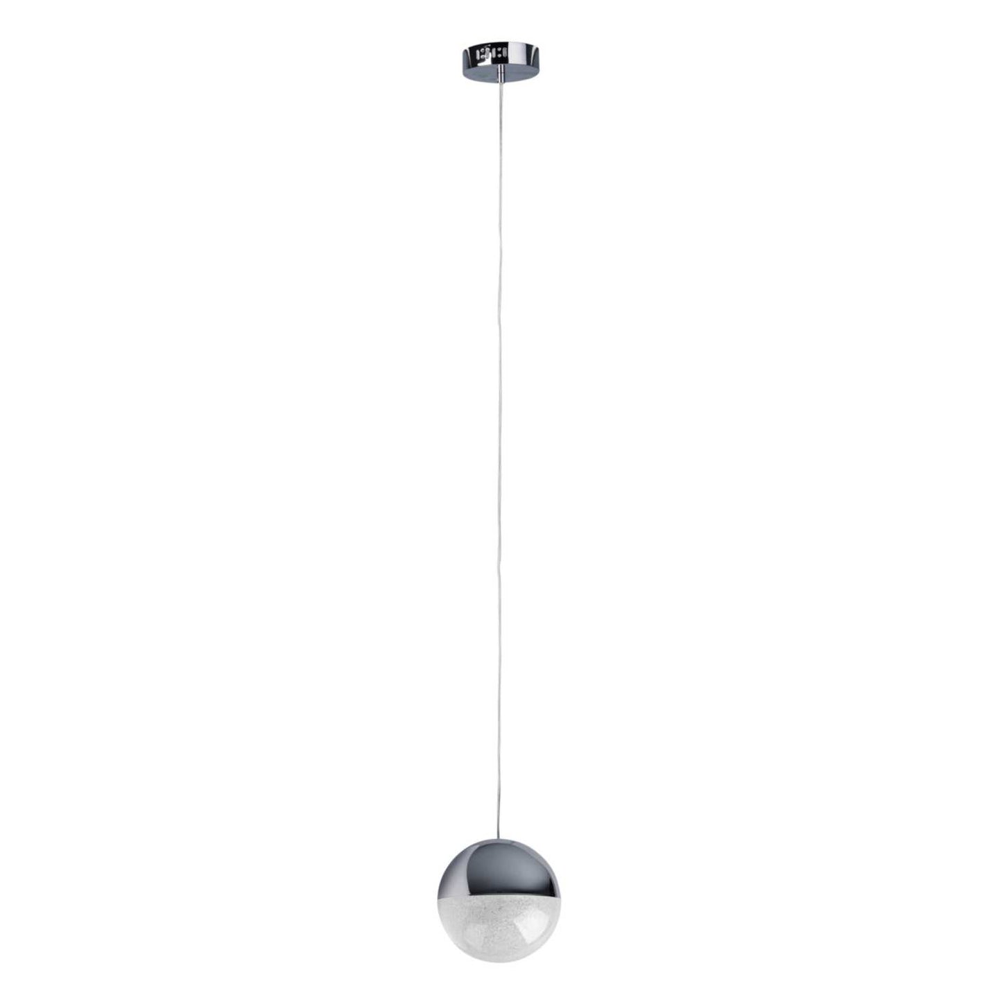 Searchlight Marbles 15W LED Globe Pendant Polished Chrome with Crushed Ice Shade 4000K