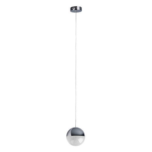 Searchlight Marbles 15W LED Globe Pendant Polished Chrome with Crushed Ice Shade 4000K