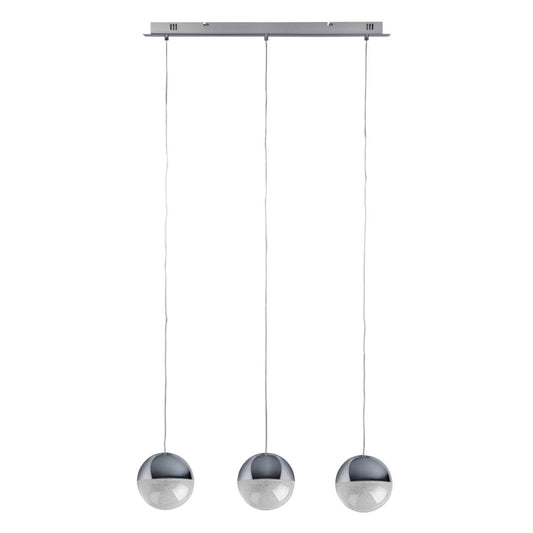 Searchlight Marbles 36W 3 light LED Bar Pendant Polished Chrome / Crushed Ice Shade 4000K