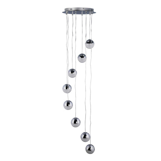 Searchlight Marbles 46W 8 Light LED Pendant Polished Chrome with Crushed Ice Shade 4000K