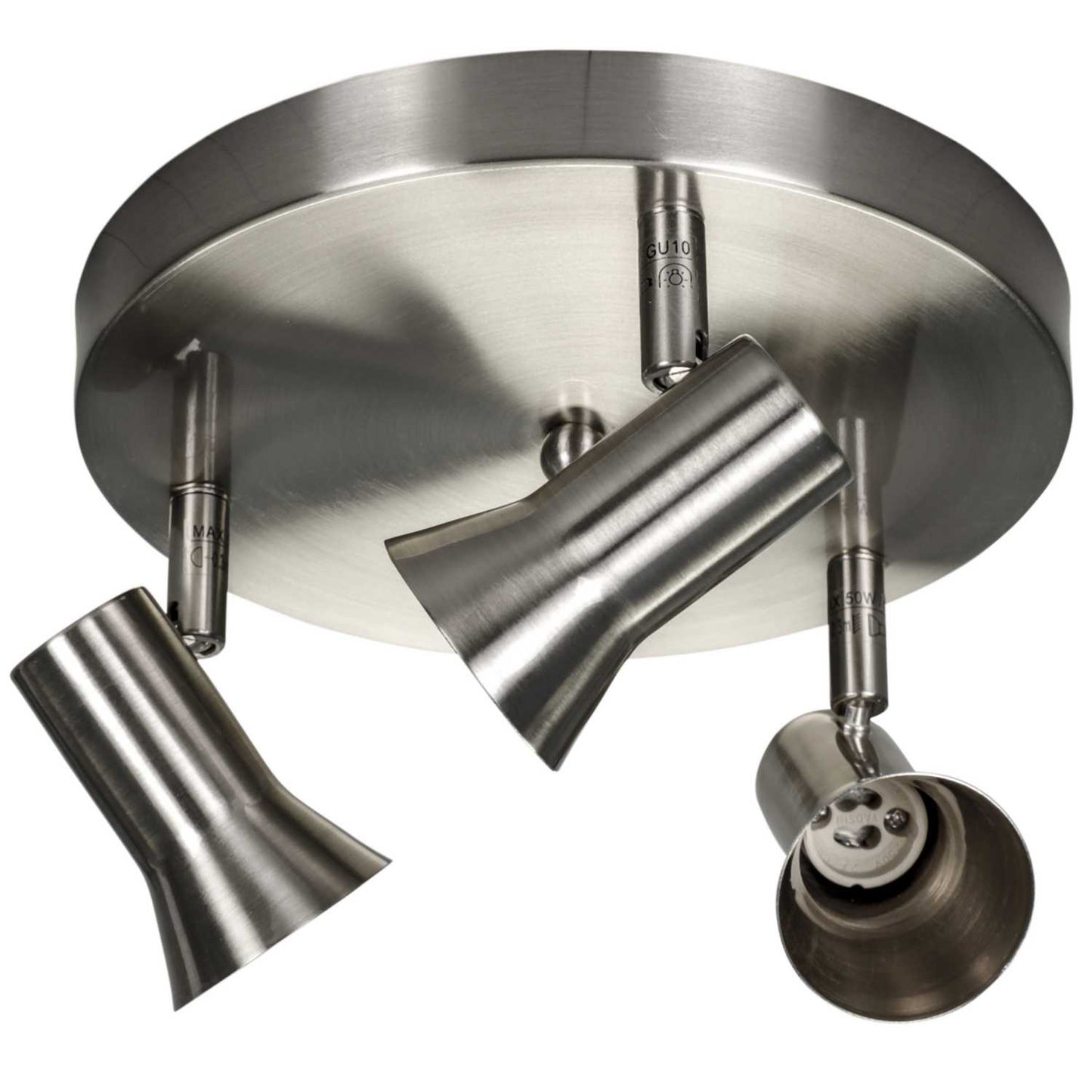 Firstlight Magnum 3 Flush Ceiling Spot Light Brushed Steel