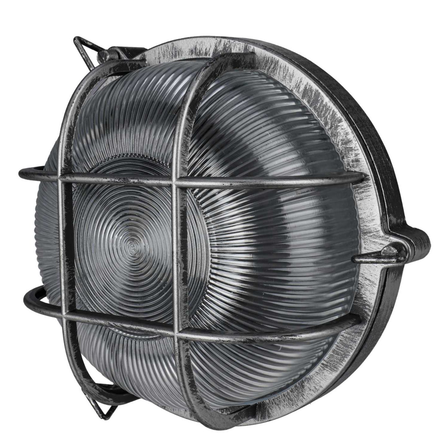 Searchlight Bulkhead Outdoor Round Light Black Silver