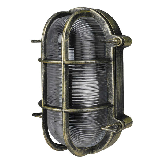Searchlight ES/E27 Oval Bulkhead Black / Gold