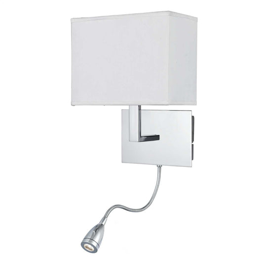Searchlight 2 Wall Light Chrome with Fabric Shade