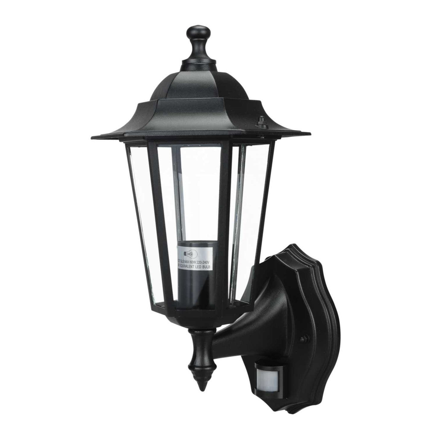Searchlight Alex Outdoor Wall Lantern with PIR Black