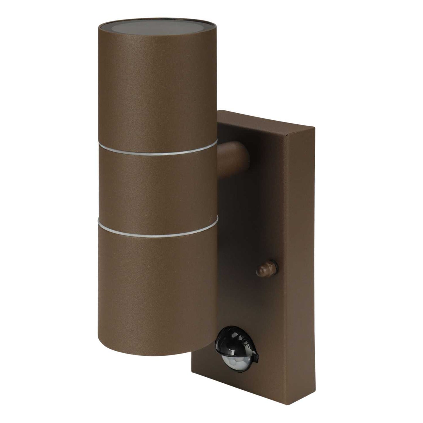 Searchlight Metro Up / Down Wall Light with PIR Rustic Brown