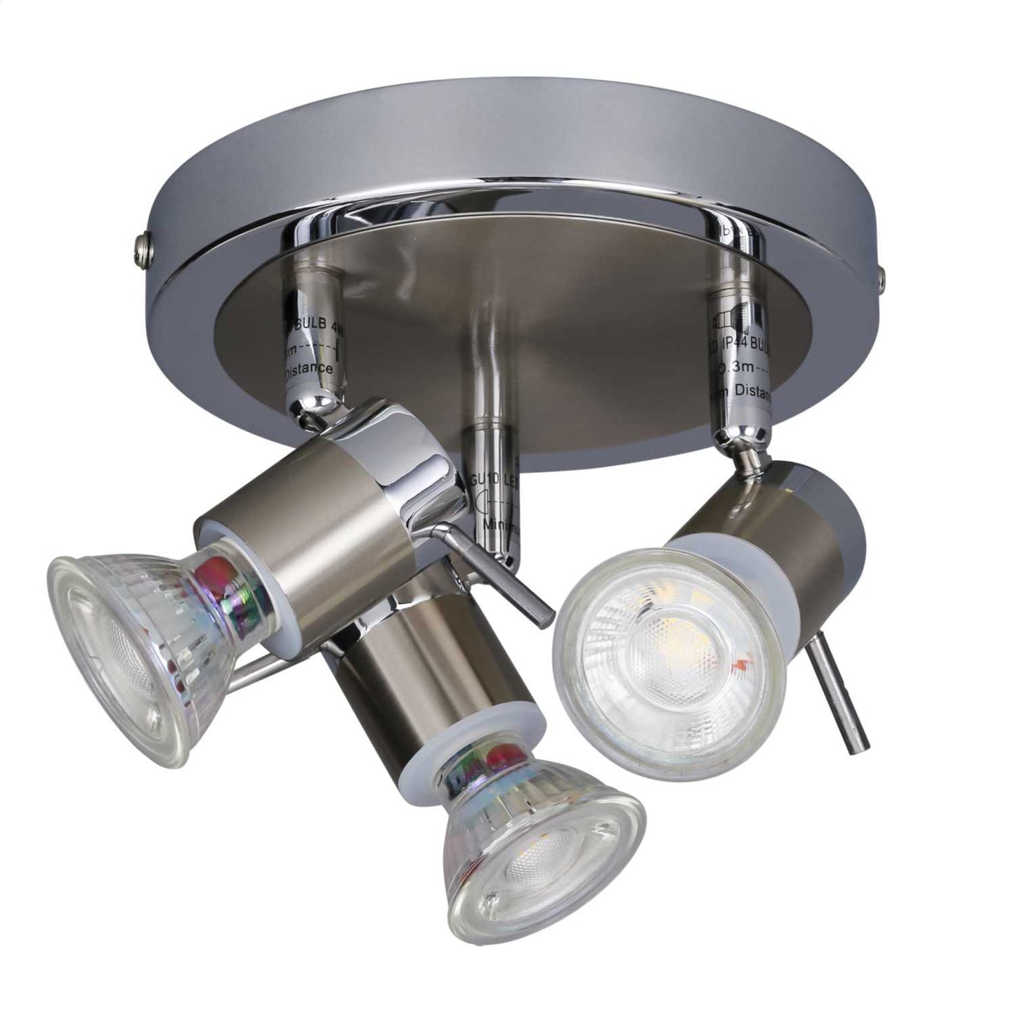 Searchlight Aries IP44 3 Spotlight Chrome / Satin Silver