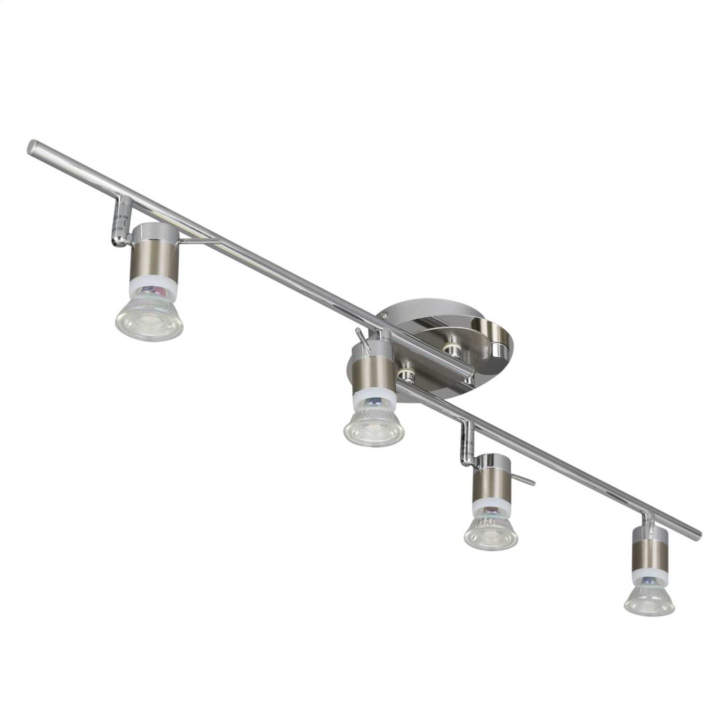 Searchlight Aries IP44 4 Adjustable Spotlight Bar Chrome / Satin Silver