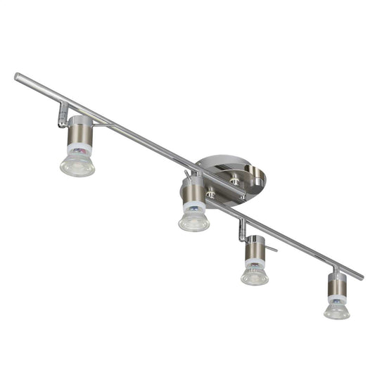 Searchlight Aries IP44 4 Adjustable Spotlight Bar Chrome / Satin Silver