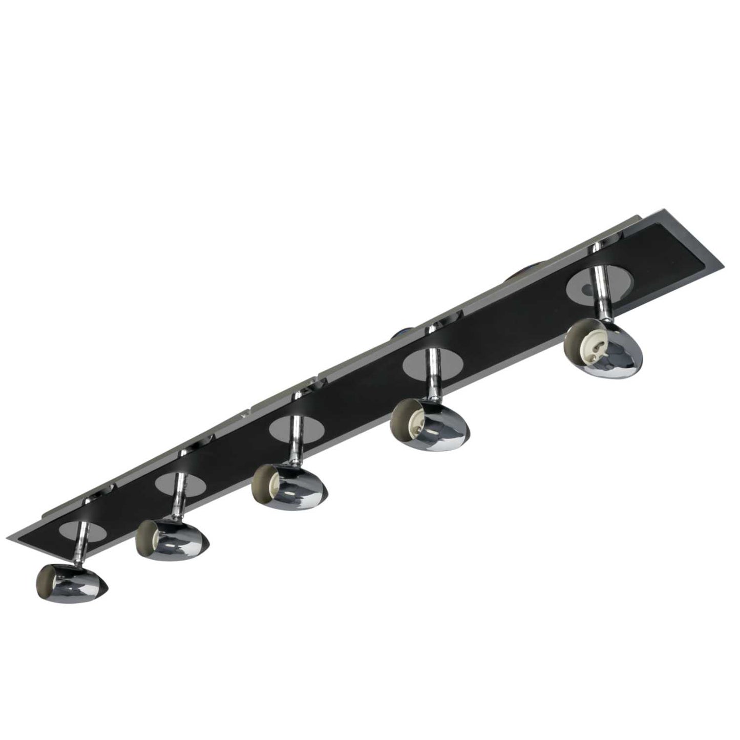 Searchlight Comet Ceiling 5 Light Plate Spotlight Polished Chrome Black
