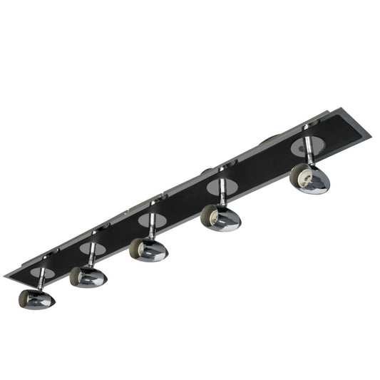 Searchlight Comet Ceiling 5 Light Plate Spotlight Polished Chrome Black