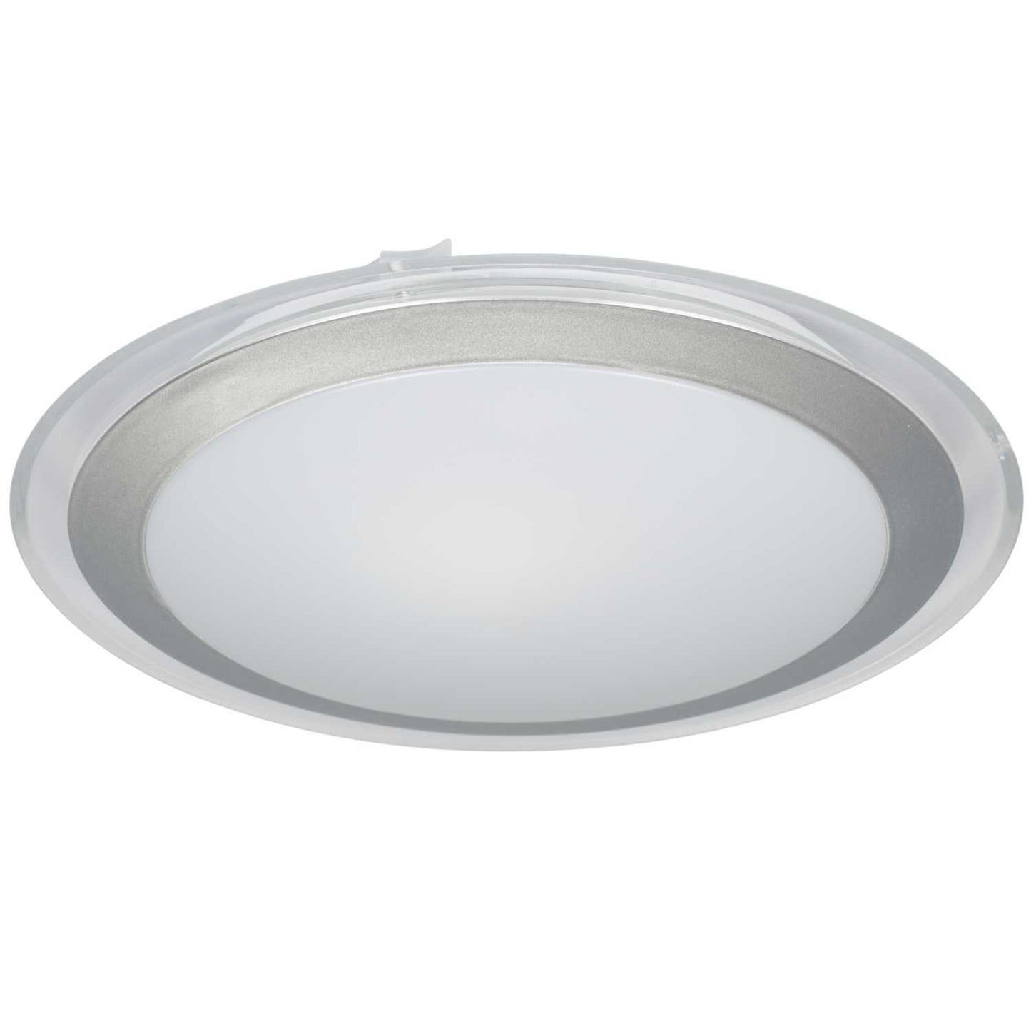 Searchlight 12W LED Flush Ceiling Light with White Acrylic Shade Silver 3000K