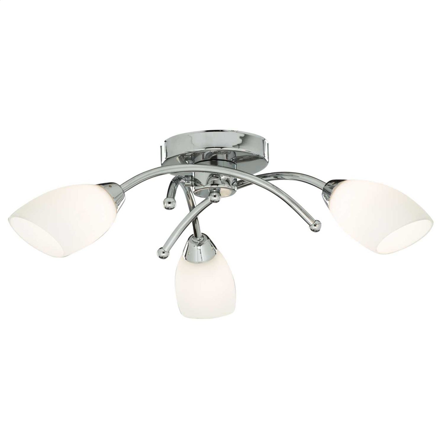 Searchlight Opal 3 Light Ceiling Light with Opal Glass Chrome