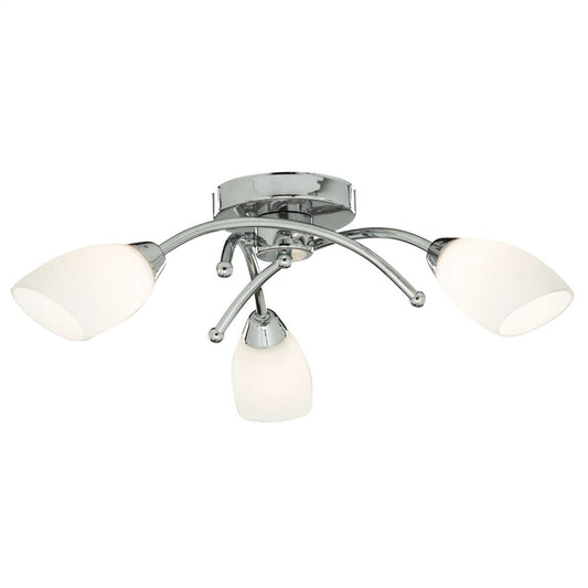 Searchlight Opal 3 Light Ceiling Light with Opal Glass Chrome