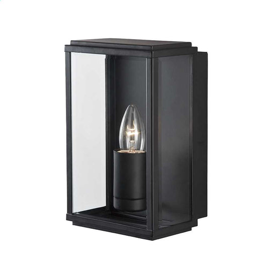 Searchlight Box Outdoor Wall Light with Bevelled Glass Black