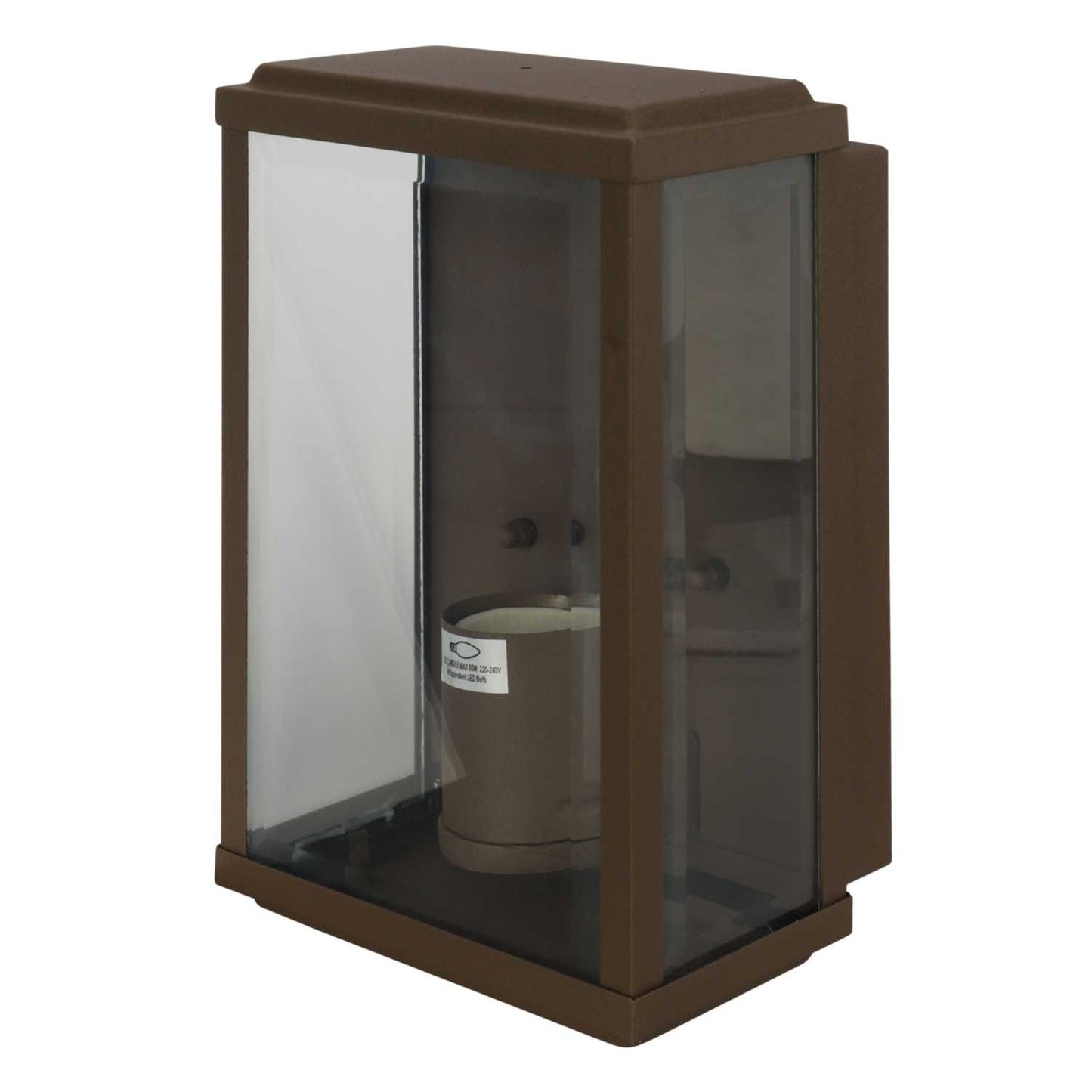 Searchlight Box Outdoor Wall Light with Bevelled Glass Rustic Brown