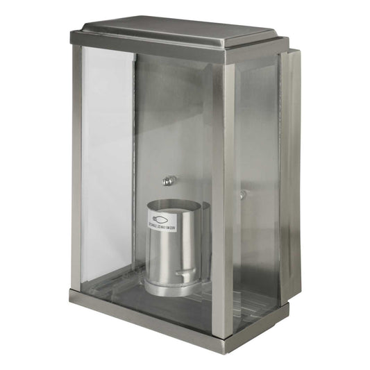 Searchlight Box Outdoor Wall Light with Bevelled Glass Satin Silver