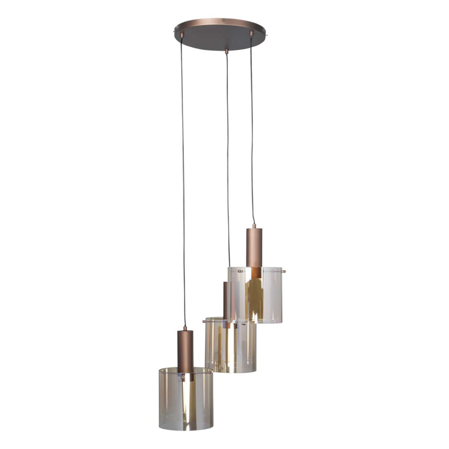 Searchlight Sweden 3 Light Pendant Mocha Metal with Amber Glass