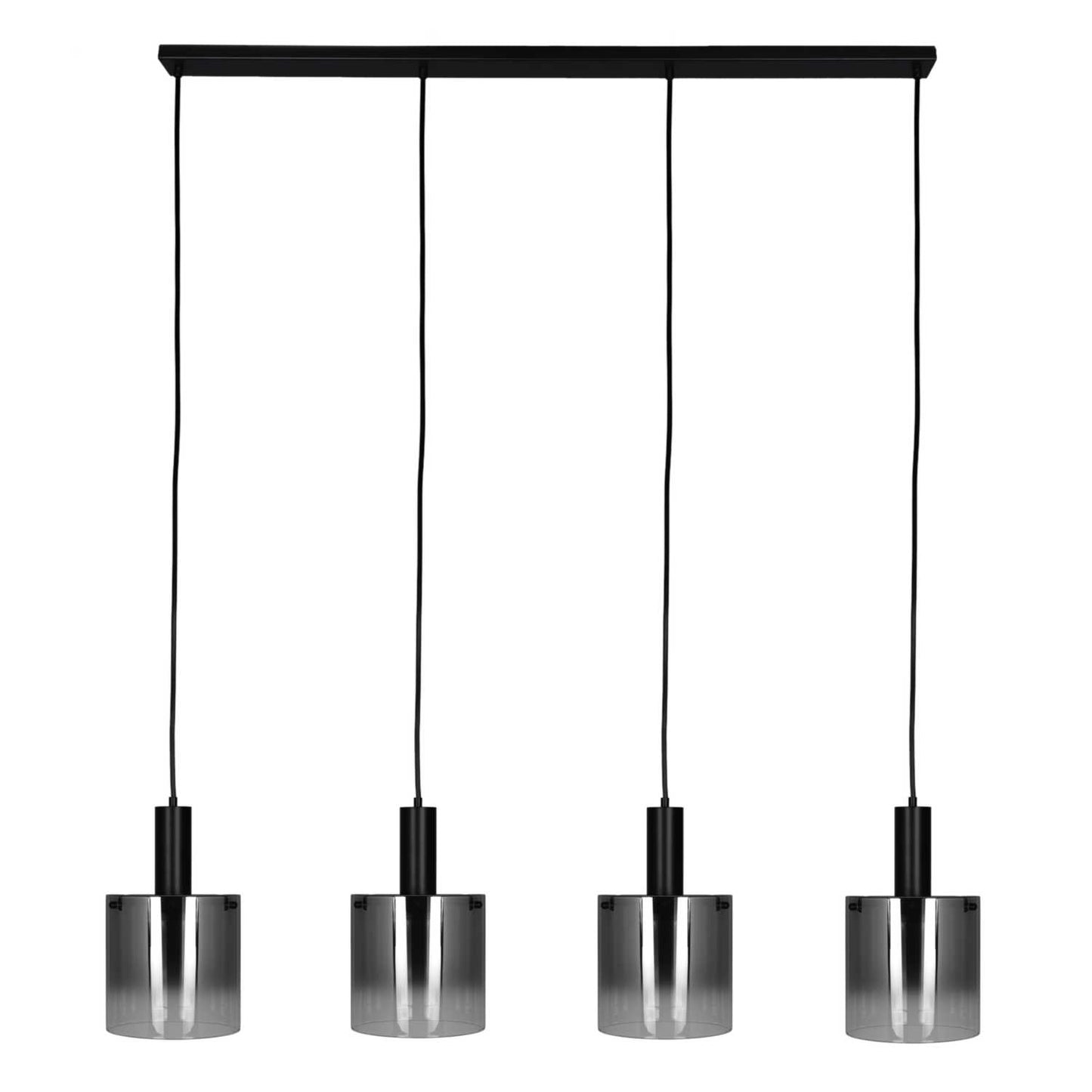Searchlight Sweden 4 Light Bar Pendant Black Metal with Smoked Glass