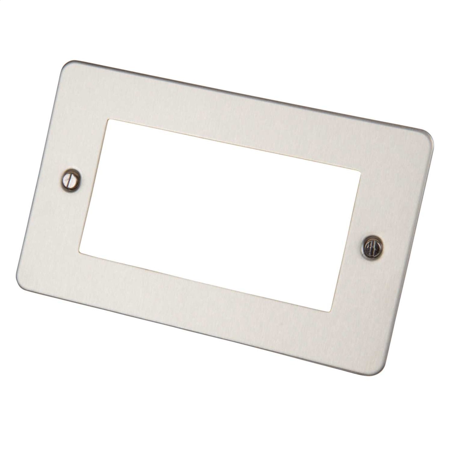 LGA Selectric 2 Gang 4 Way Euro Module Front Plate Satin Chrome