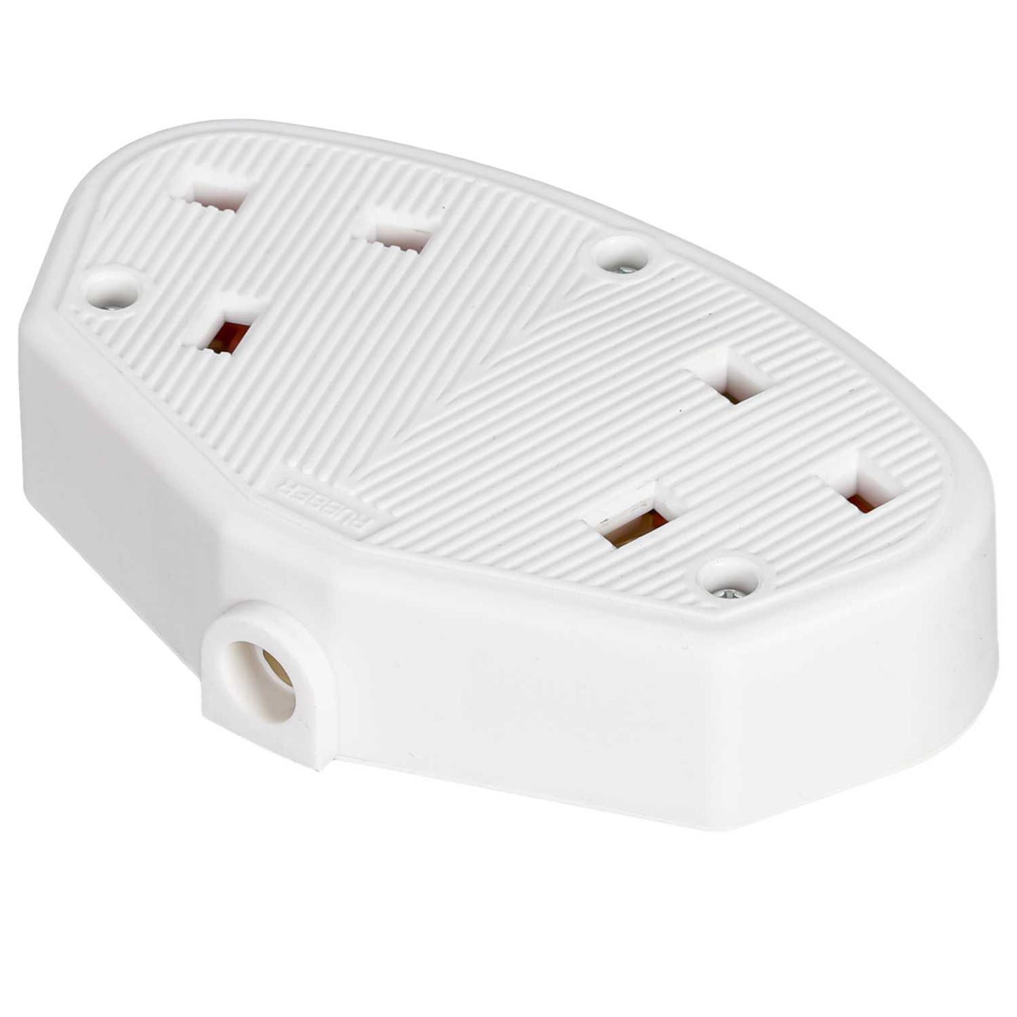 LGA Selectric 13A 2 Gang Heavy Duty Rubber Trailing Socket White