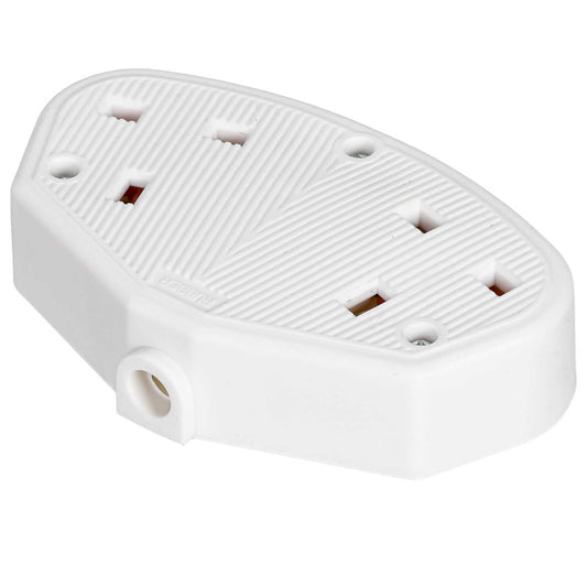 LGA Selectric 13A 2 Gang Heavy Duty Rubber Trailing Socket White