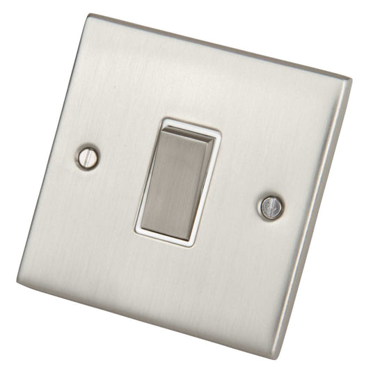 LGA Selectric 5M 10A 1 Gang 2 Way Switch Metal / White Insert Satin Chrome