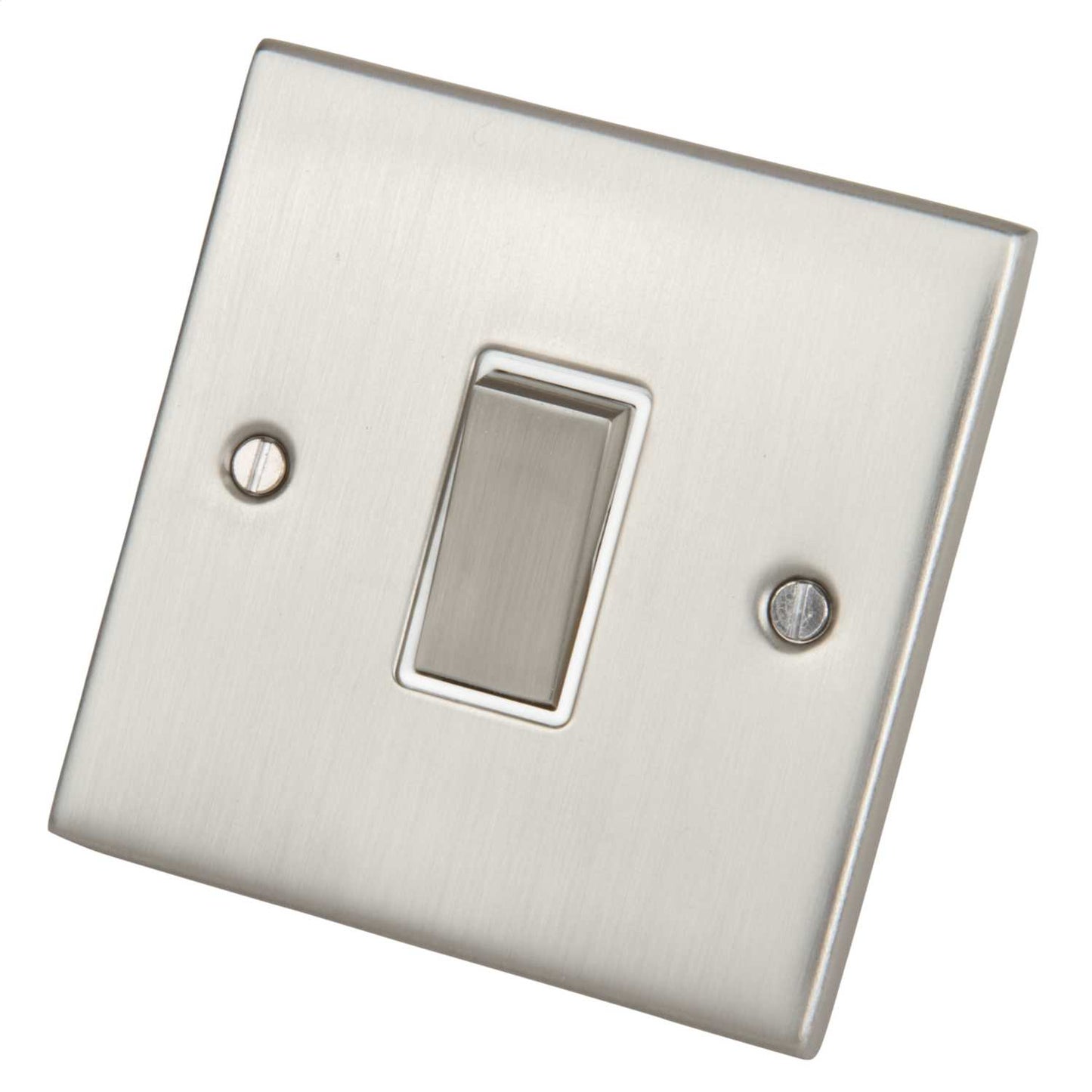 LGA Selectric 5M 20A DP Switch Metal / White Insert Satin Chrome