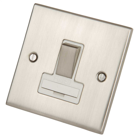 LGA Selectric 5M 13A DP Switched Fused Spur Metal / White Insert Satin Chrome