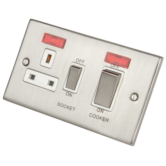 LGA Selectric 5M 45A DP Cooker Control Unit with Neon Metal / White Insert Satin Chrome