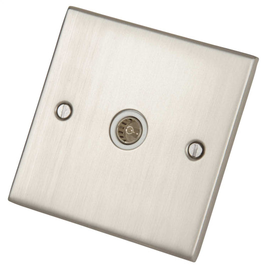 LGA Selectric 5M 1 Gang Coaxial Socket White Insert Satin Chrome