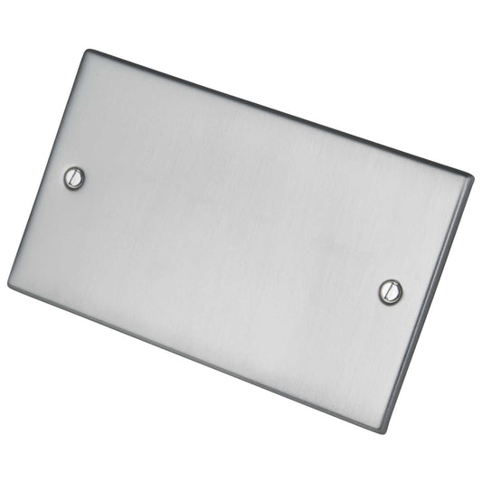 LGA Selectric 5M 2 Gang Blank Plate Satin Chrome