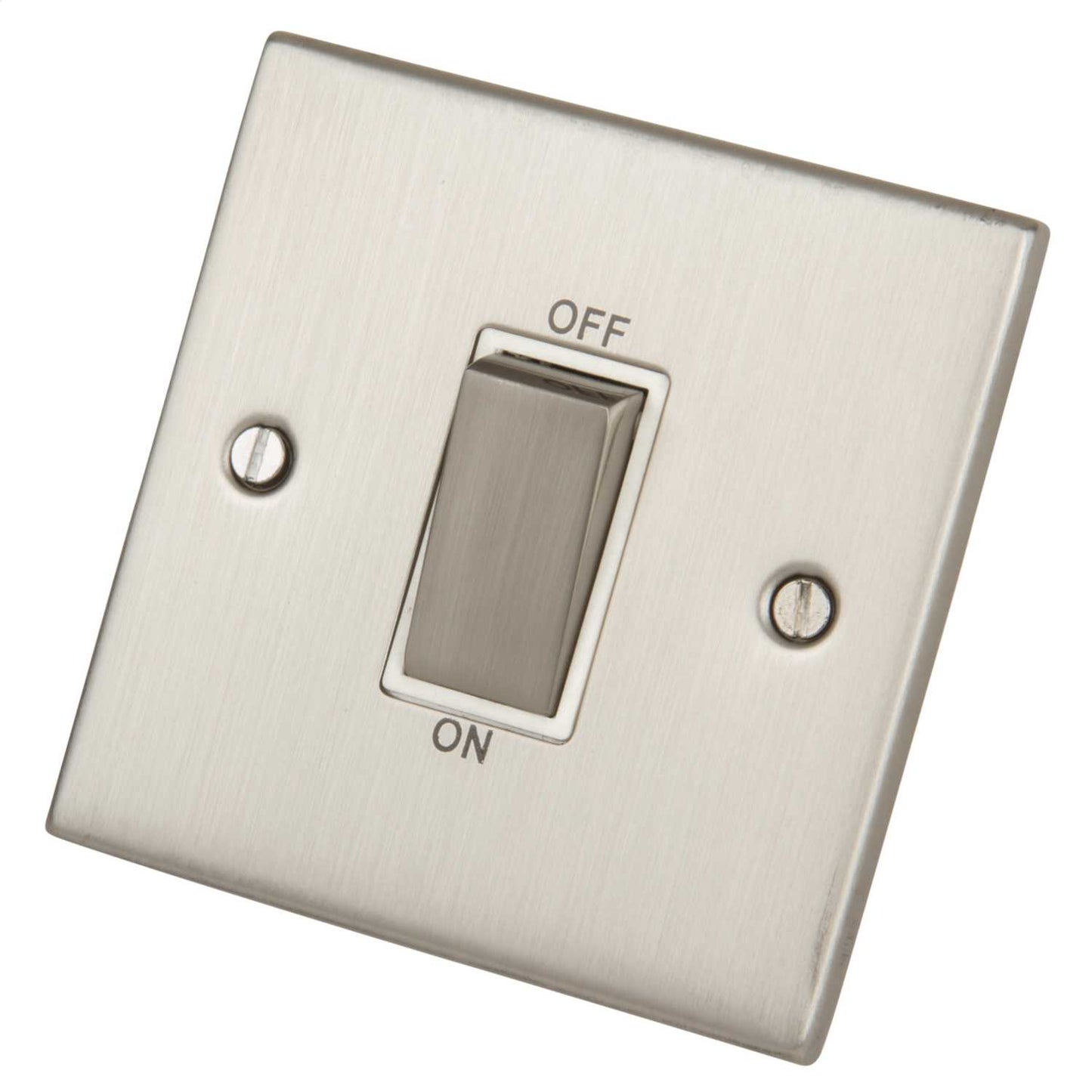LGA Selectric 5M 45A DP 1 Gang Switch Metal / White Insert Satin Chrome