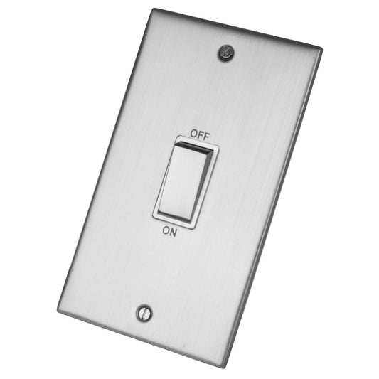 LGA Selectric 5M 45A DP 2 Gang Vertical Switch Metal / White Insert Satin Chrome