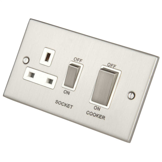LGA Selectric 5M 45A DP Cooker Control Unit Metal / White Insert Satin Chrome