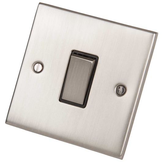 LGA Selectric 5M 10A 1 Gang 2 Way Switch Metal / Black Insert Satin Chrome
