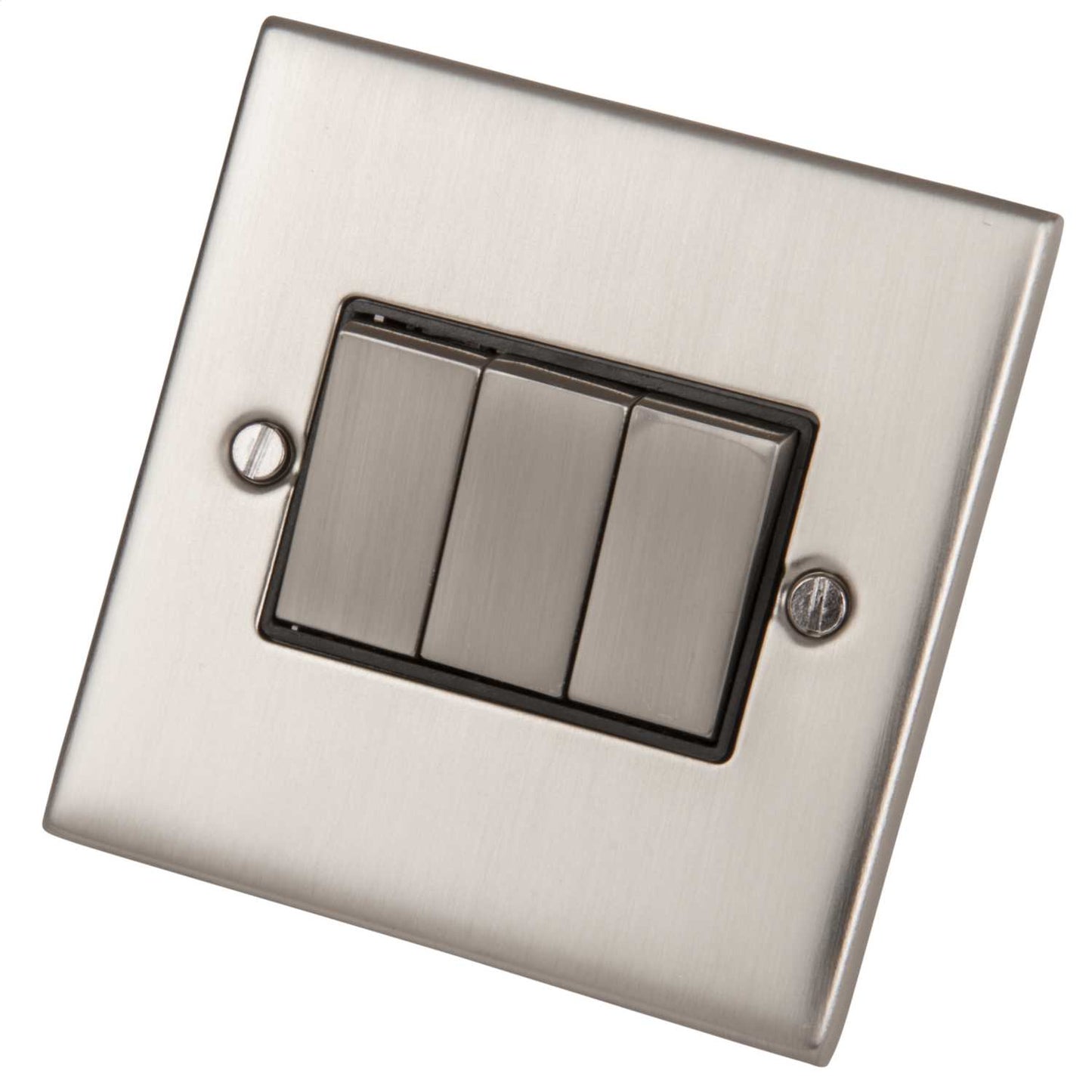 LGA Selectric 5M 10A 3 Gang 2 Way Switch Metal / Black Insert Satin Chrome