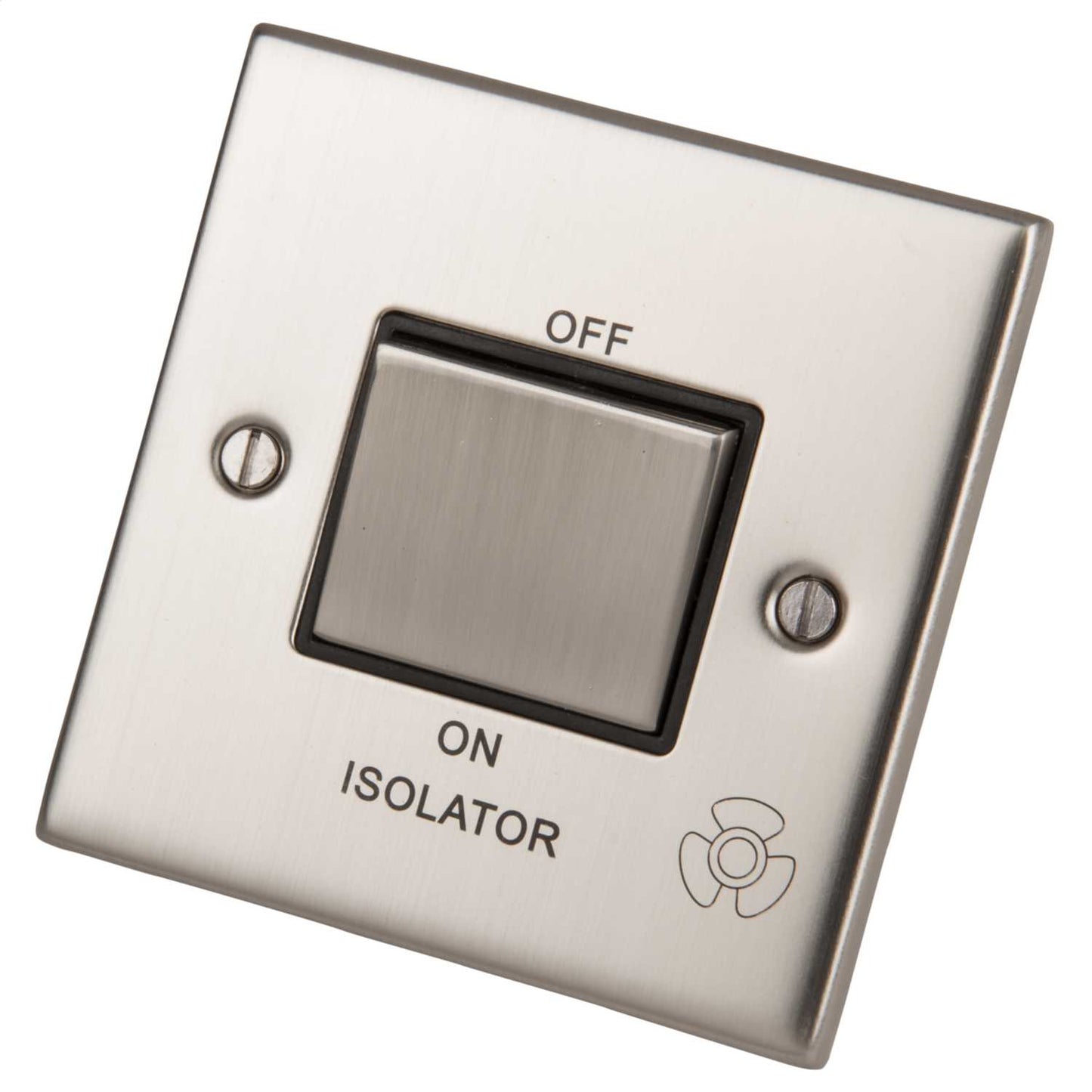 LGA Selectric 5M 10A Triple Pole Fan Isolator Switch Metal / Black Insert Satin Chrome
