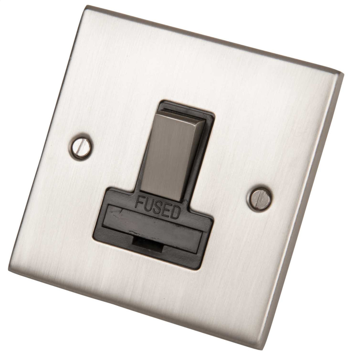 LGA Selectric 5M 13A DP Switched Fused Spur Metal / Black Insert Satin Chrome