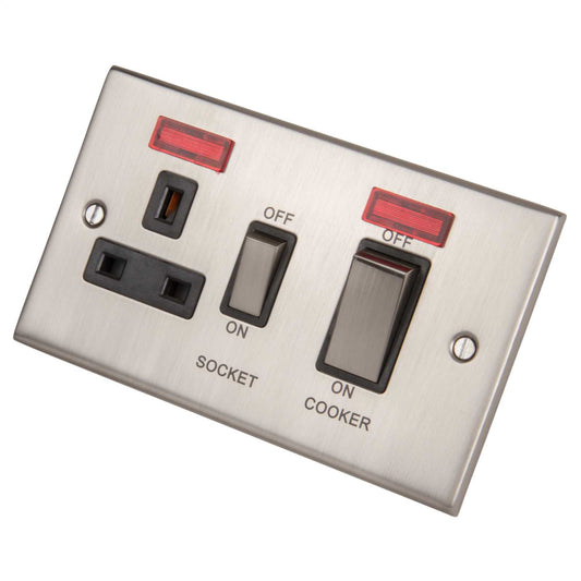 LGA Selectric 5M 45A DP Cooker Control Unit with Neon Metal / Black Insert Satin Chrome