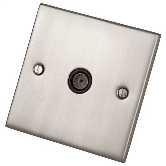 LGA Selectric 5M 1 Gang Coaxial Socket Black Insert Satin Chrome
