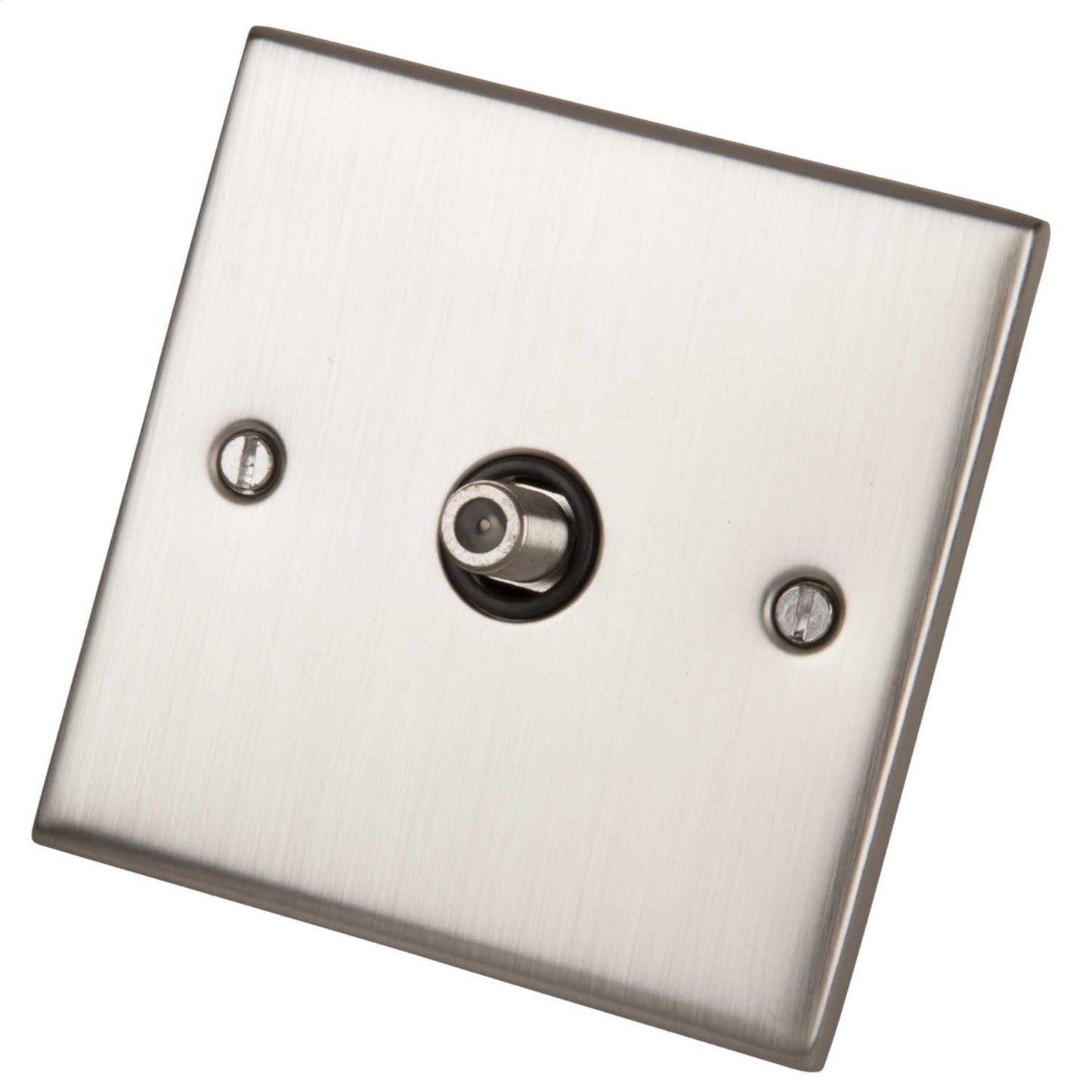 LGA Selectric 5M 1 Gang Satellite Socket Black Insert Satin Chrome