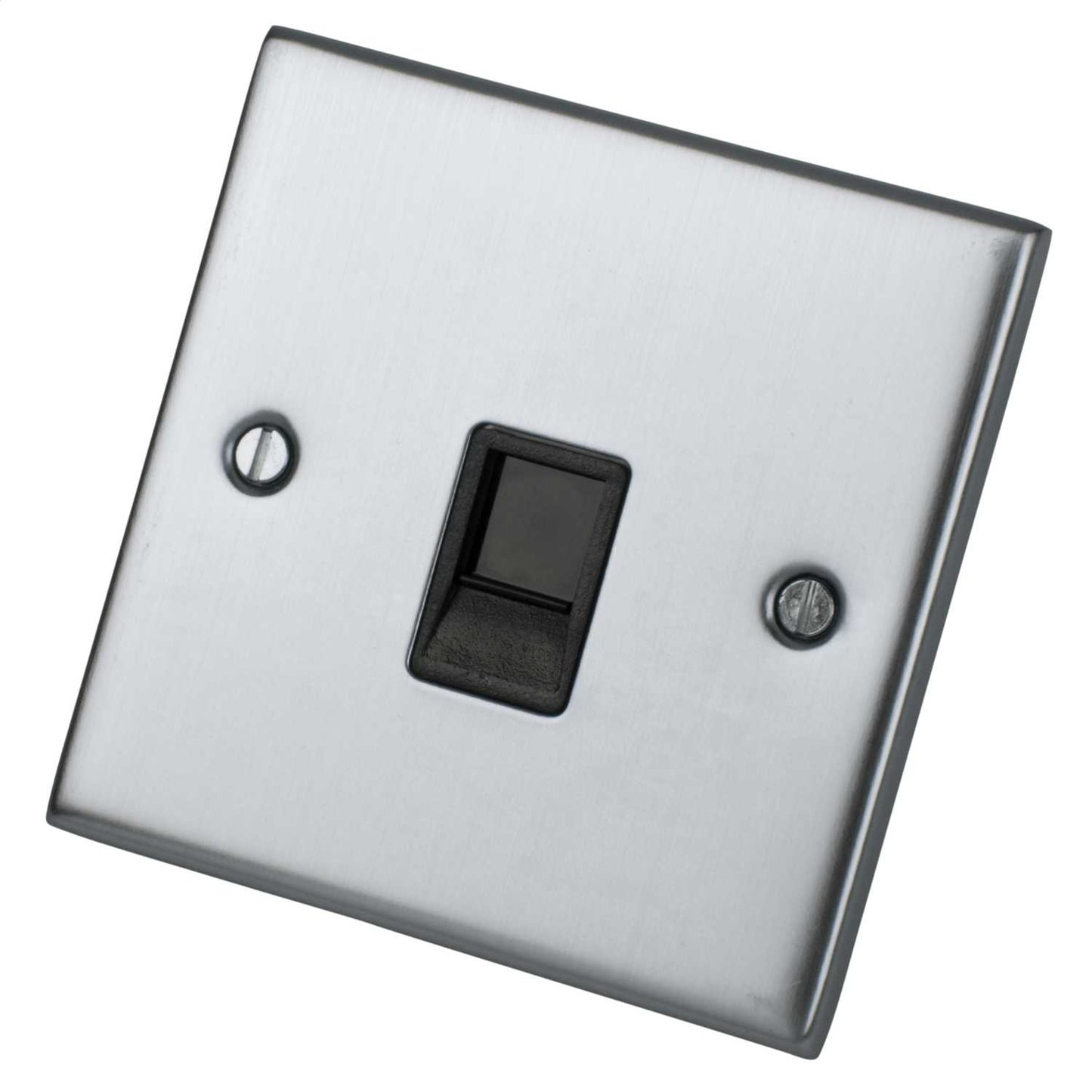 LGA Selectric 5M 1 Gang RJ45 Data Socket Black Insert Satin Chrome