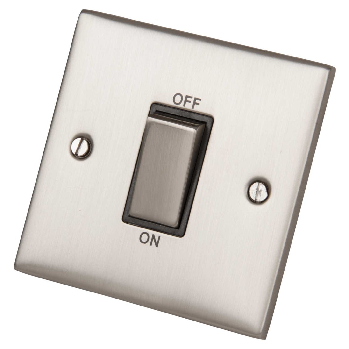 LGA Selectric 5M 45A DP 1 Gang Switch Metal / Black Insert Satin Chrome