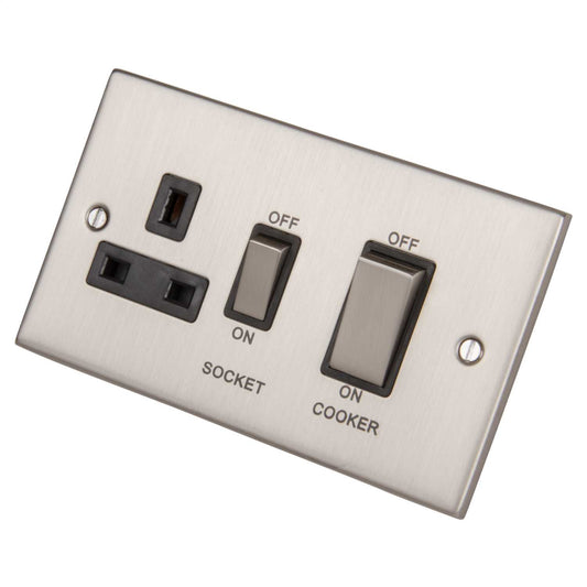 LGA Selectric 5M 45A DP Cooker Control Unit Metal / Black Insert Satin Chrome