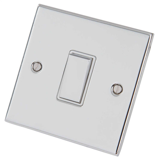 LGA Selectric 5M 10A 1 Gang 2 Way Switch Metal / White Insert Polished Chrome