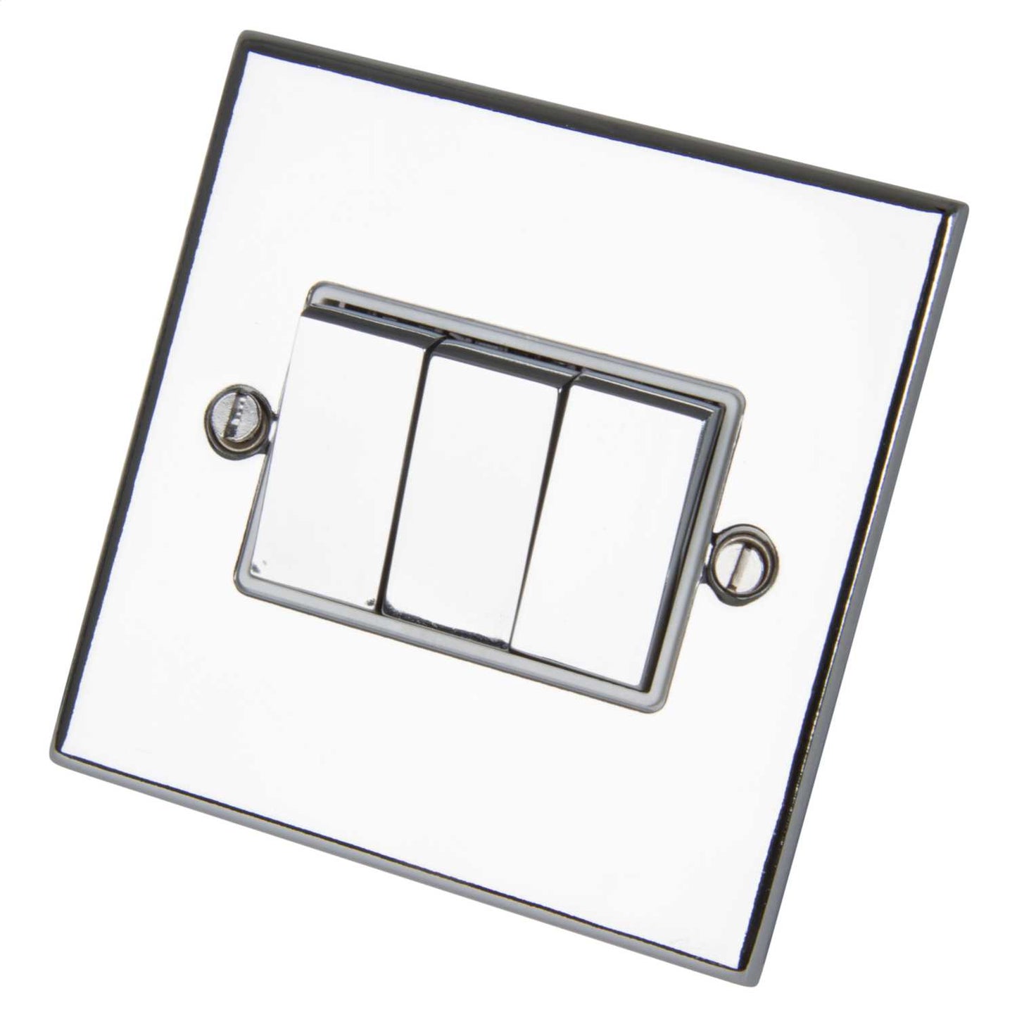 LGA Selectric 5M 10A 3 Gang 2 Way Switch Metal / White Insert Polished Chrome